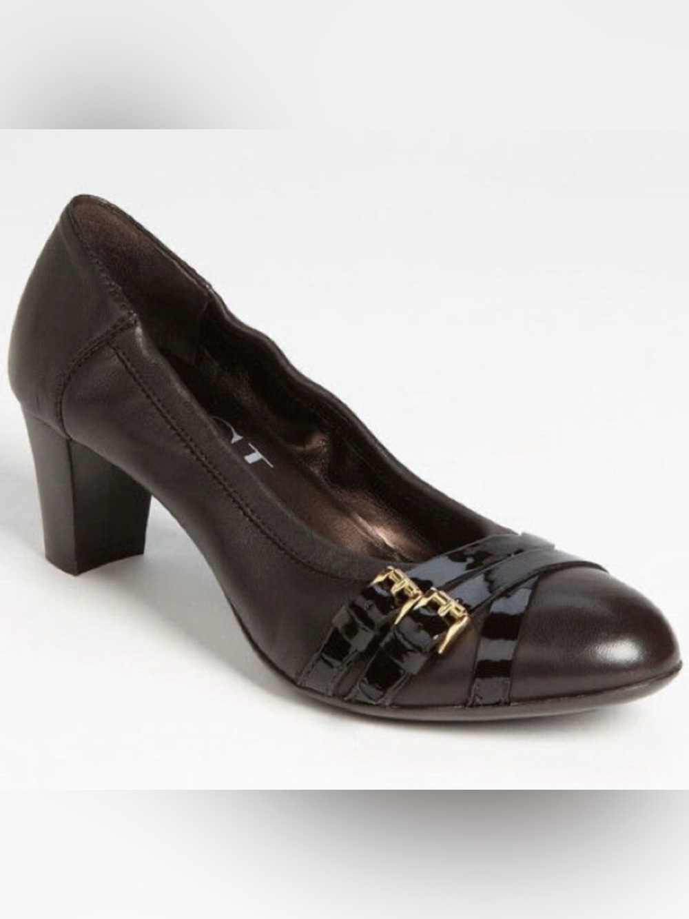 AGL Attilio Giusti Leombruni Brown Leather Buckle Detail Pumps IT39 US 8.5